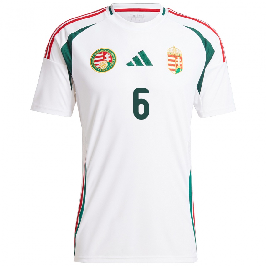 Børn Ungarn Emese Szakonyi #6 Hvid Udebane Spillertrøjer 24-26 Trøje T-Shirt