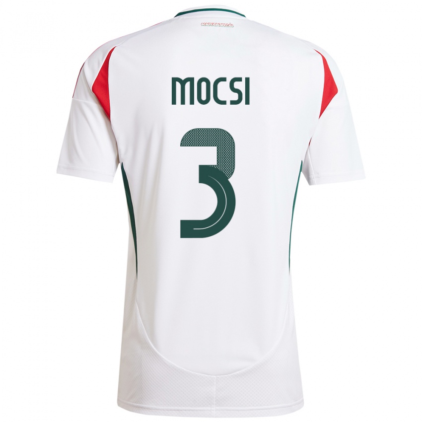 Børn Ungarn Attila Mocsi #3 Hvid Udebane Spillertrøjer 24-26 Trøje T-Shirt