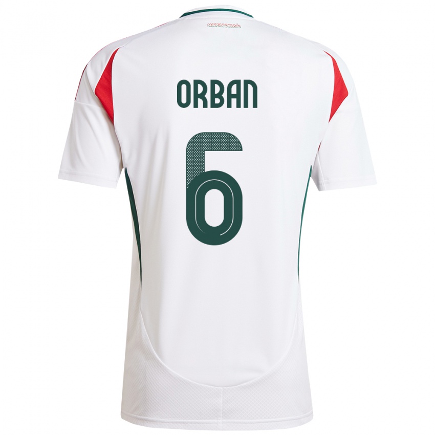 Børn Ungarn Willi Orbán #6 Hvid Udebane Spillertrøjer 24-26 Trøje T-Shirt