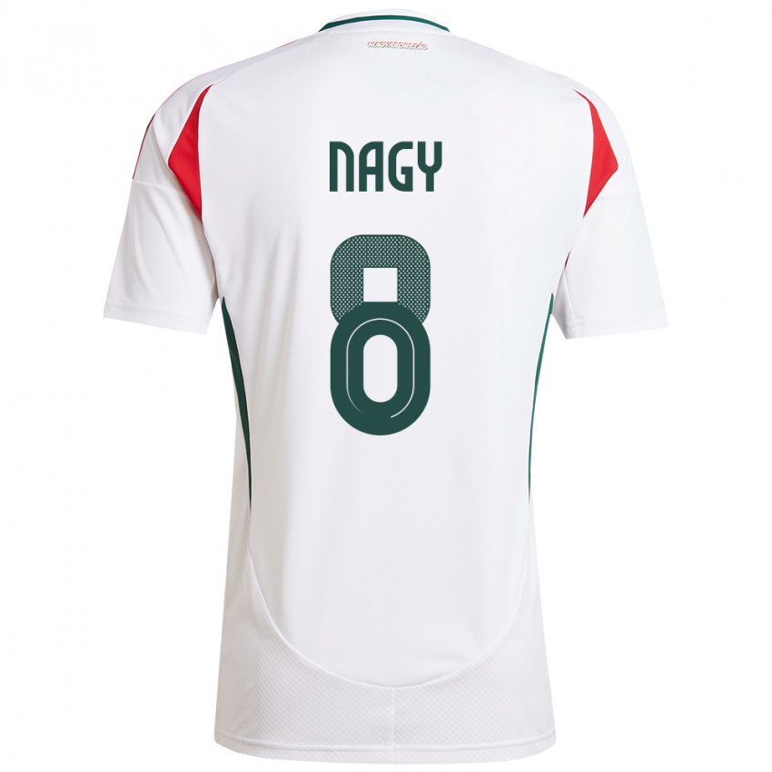 Børn Ungarn Ádám Nagy #8 Hvid Udebane Spillertrøjer 24-26 Trøje T-Shirt