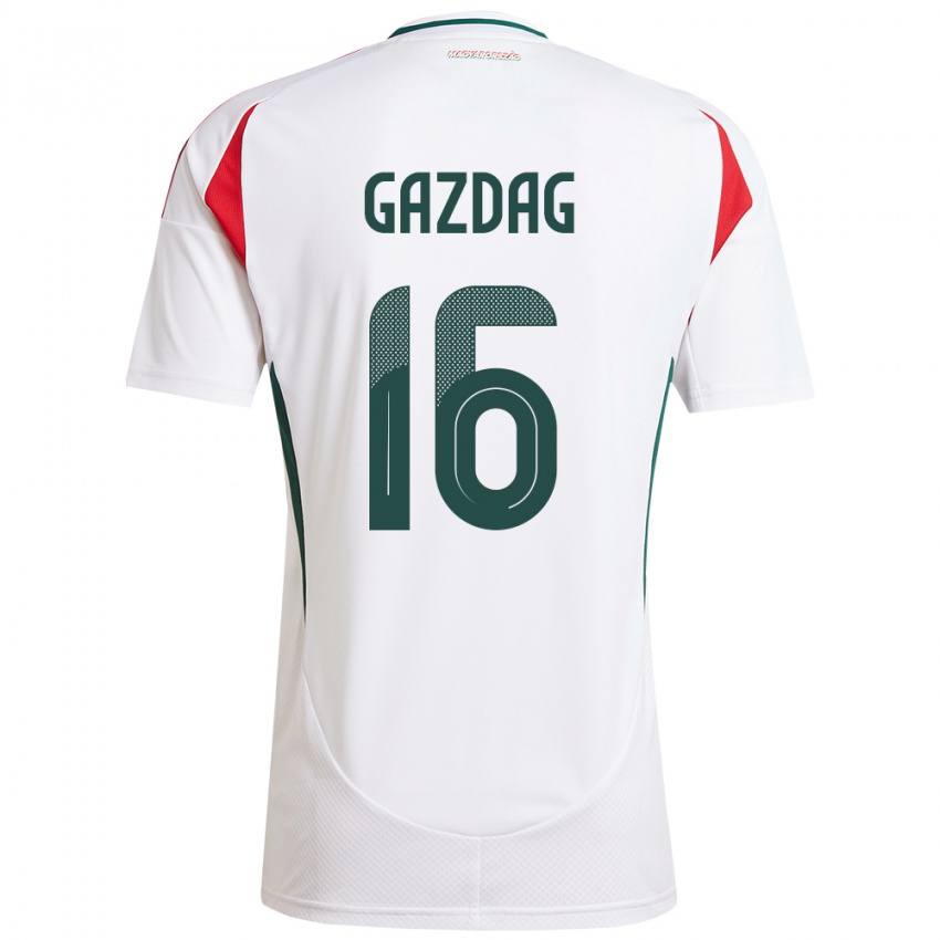 Børn Ungarn Dániel Gazdag #16 Hvid Udebane Spillertrøjer 24-26 Trøje T-Shirt