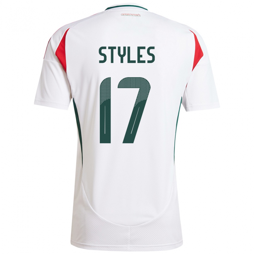 Børn Ungarn Callum Styles #17 Hvid Udebane Spillertrøjer 24-26 Trøje T-Shirt