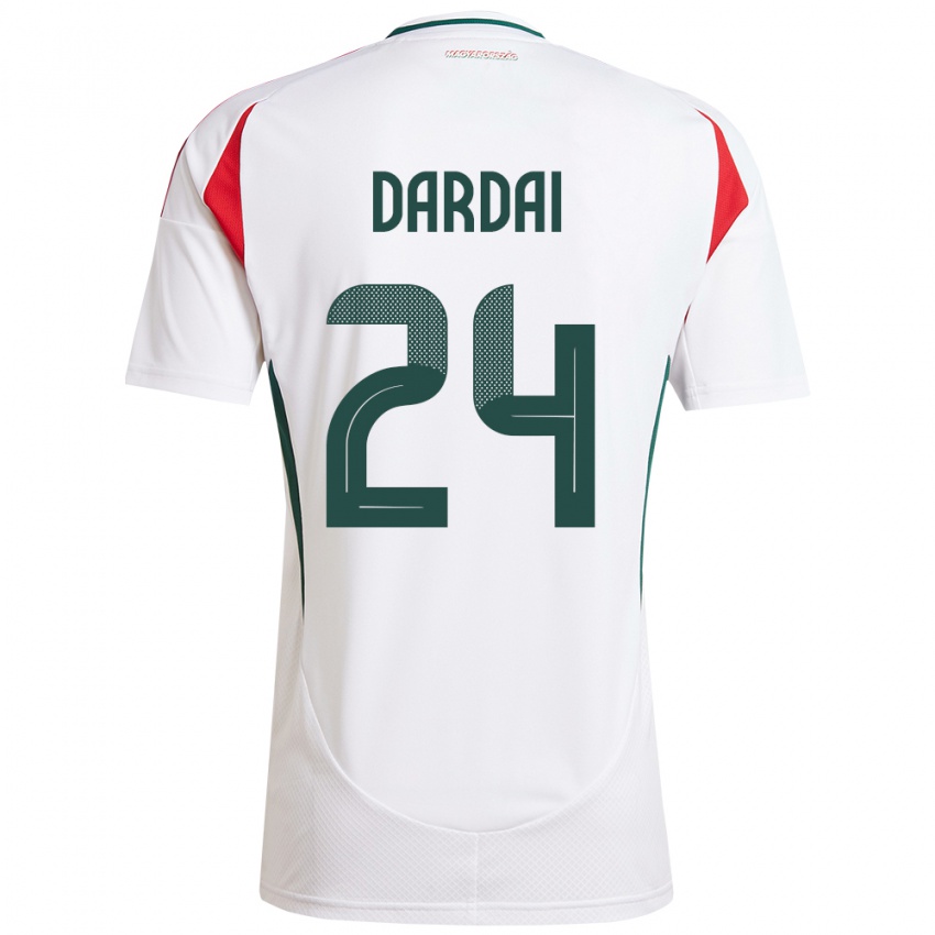 Børn Ungarn Márton Dárdai #24 Hvid Udebane Spillertrøjer 24-26 Trøje T-Shirt