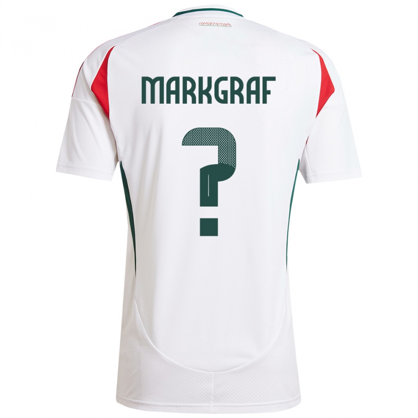 Børn Ungarn Ákos Markgráf #0 Hvid Udebane Spillertrøjer 24-26 Trøje T-Shirt