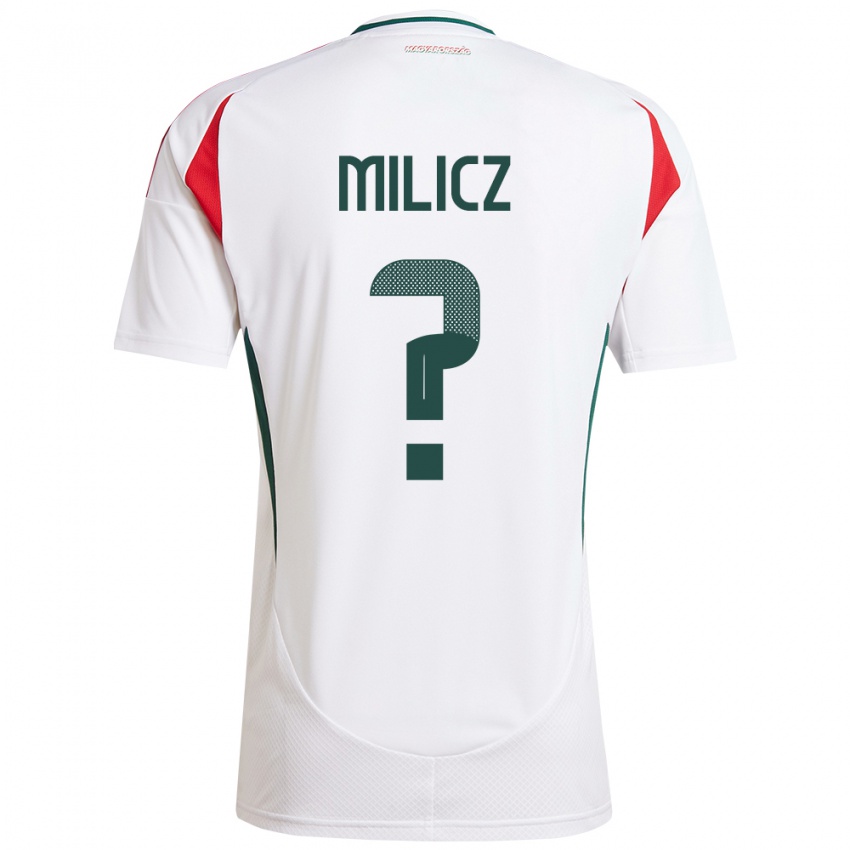 Børn Ungarn Péter Milicz #0 Hvid Udebane Spillertrøjer 24-26 Trøje T-Shirt