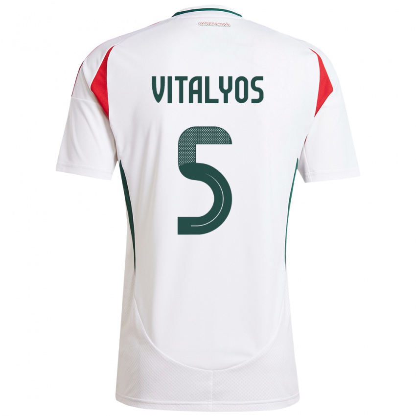 Børn Ungarn Viktor Vitályos #5 Hvid Udebane Spillertrøjer 24-26 Trøje T-Shirt