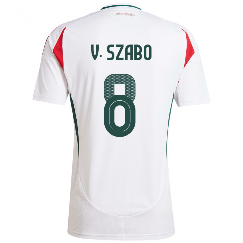 Børn Ungarn Viktória Szabó #8 Hvid Udebane Spillertrøjer 24-26 Trøje T-Shirt