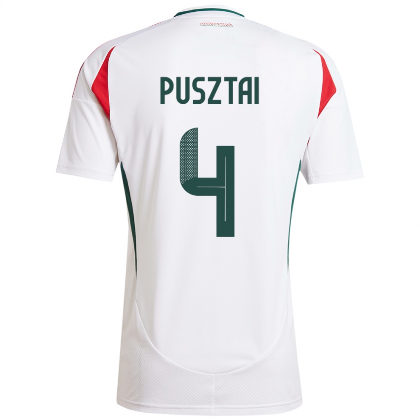 Børn Ungarn Sára Pusztai #4 Hvid Udebane Spillertrøjer 24-26 Trøje T-Shirt