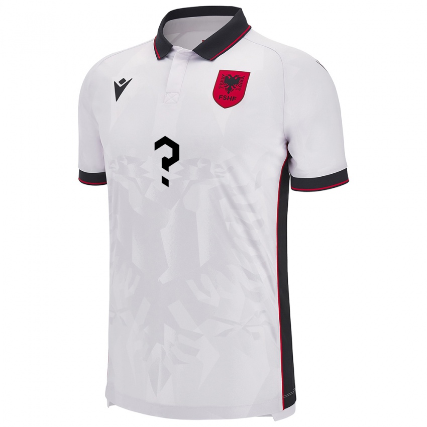 Børn Albanien Dit Navn #0 Hvid Udebane Spillertrøjer 24-26 Trøje T-Shirt