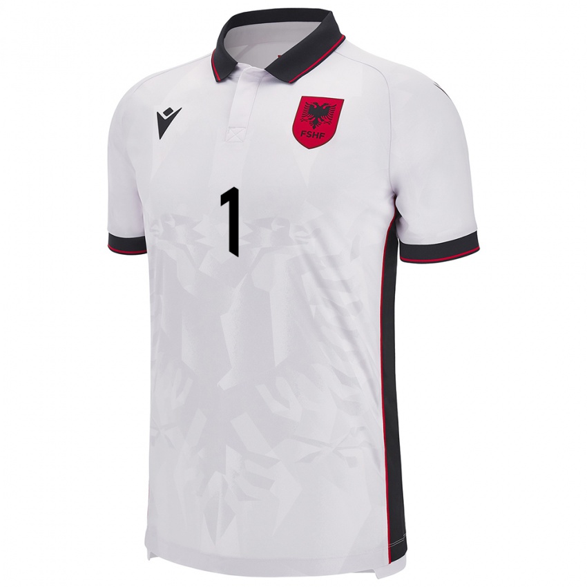 Børn Albanien Alen Sherri #1 Hvid Udebane Spillertrøjer 24-26 Trøje T-Shirt