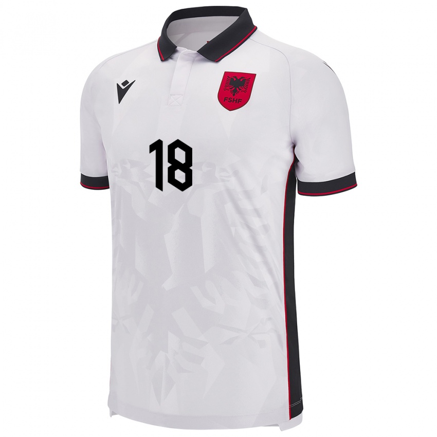 Børn Albanien Jon Mersinaj #18 Hvid Udebane Spillertrøjer 24-26 Trøje T-Shirt