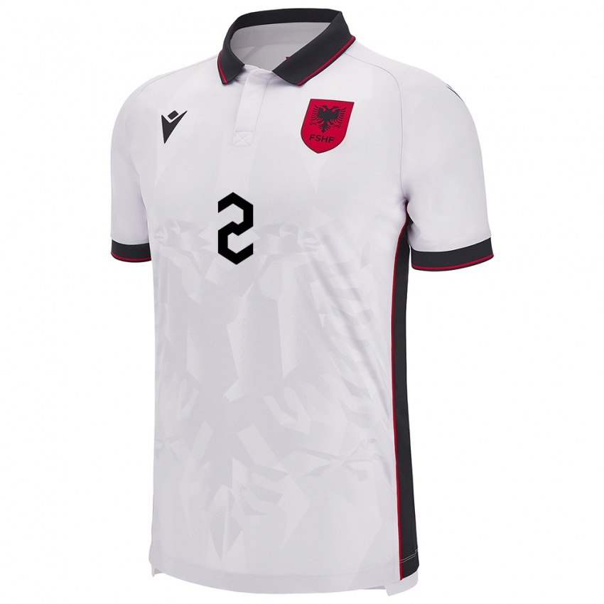Børn Albanien Iván Balliu #2 Hvid Udebane Spillertrøjer 24-26 Trøje T-Shirt