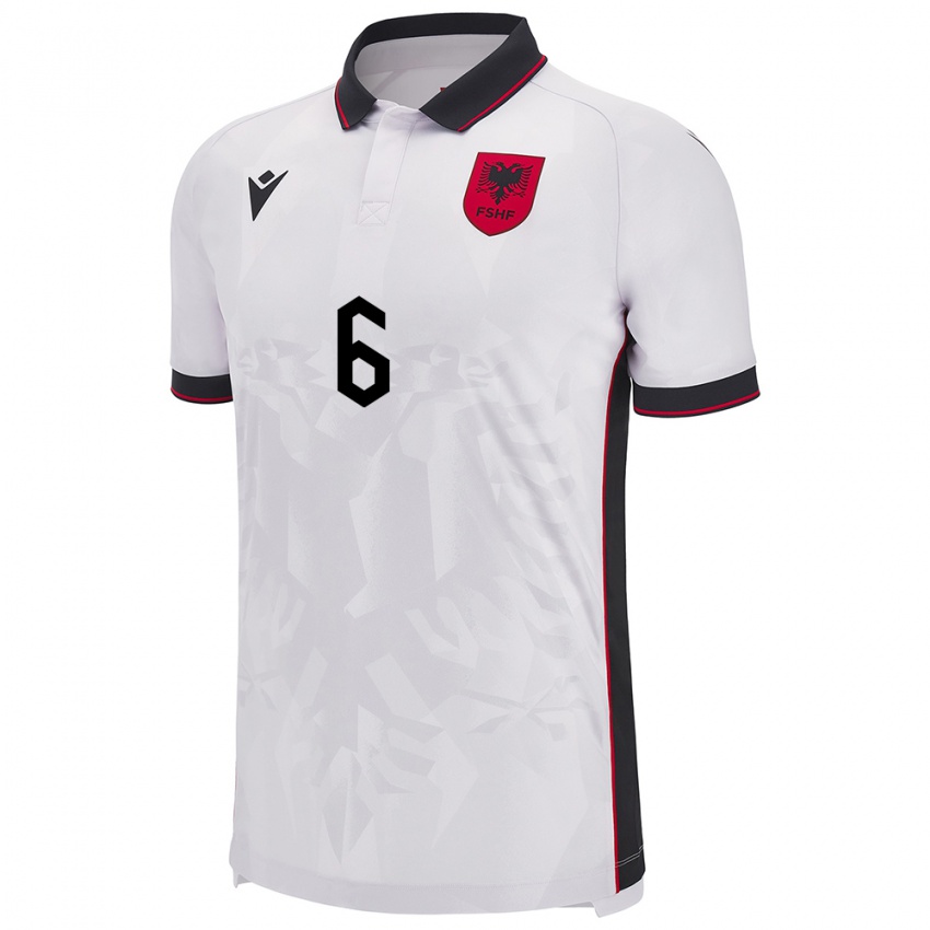 Børn Albanien Berat Djimsiti #6 Hvid Udebane Spillertrøjer 24-26 Trøje T-Shirt
