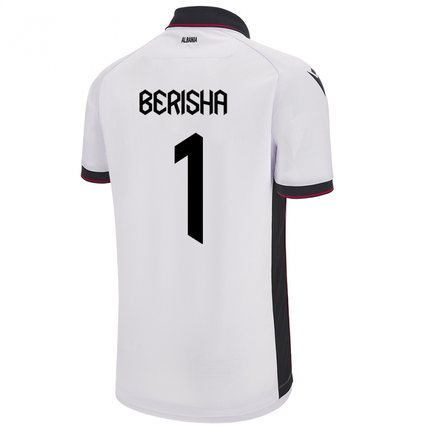 Børn Albanien Etrit Berisha #1 Hvid Udebane Spillertrøjer 24-26 Trøje T-Shirt