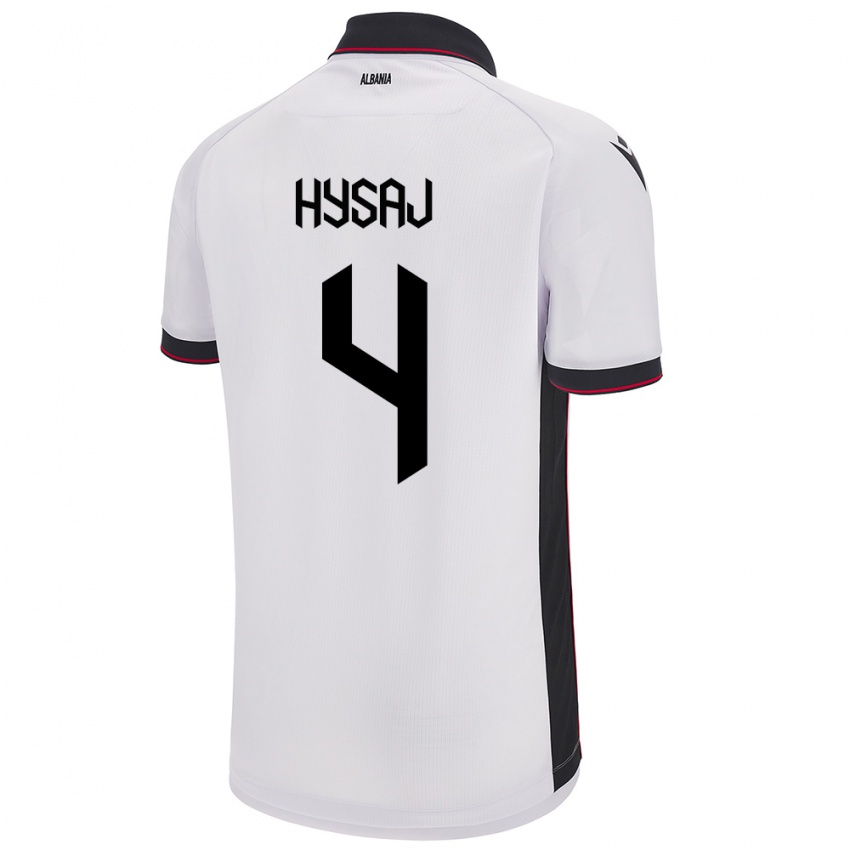 Børn Albanien Elseid Hysaj #4 Hvid Udebane Spillertrøjer 24-26 Trøje T-Shirt