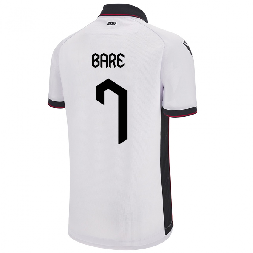 Børn Albanien Keidi Bare #7 Hvid Udebane Spillertrøjer 24-26 Trøje T-Shirt