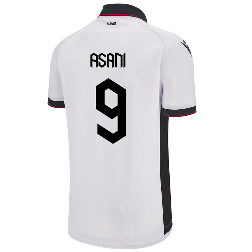 Børn Albanien Jasir Asani #9 Hvid Udebane Spillertrøjer 24-26 Trøje T-Shirt
