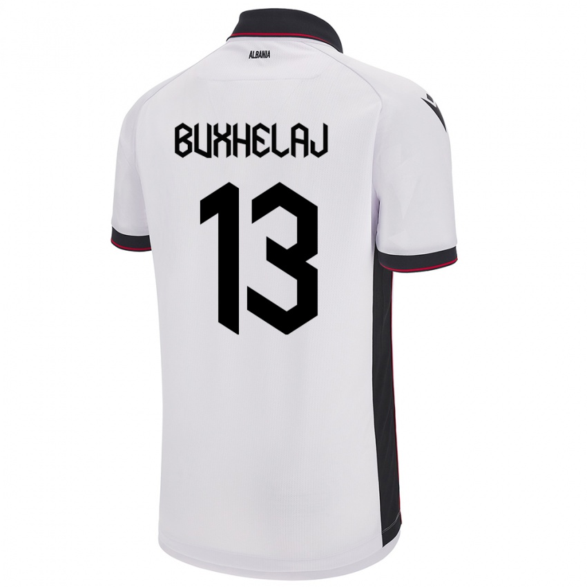 Børn Albanien Paulo Buxhelaj #13 Hvid Udebane Spillertrøjer 24-26 Trøje T-Shirt