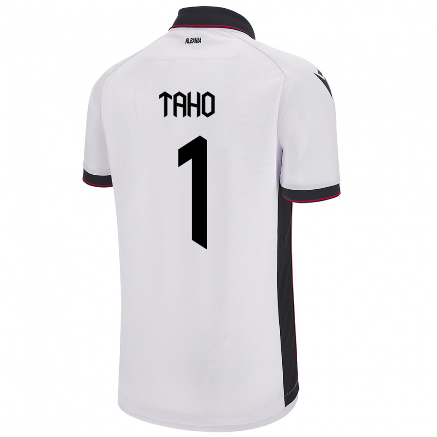 Børn Albanien Alain Taho #1 Hvid Udebane Spillertrøjer 24-26 Trøje T-Shirt