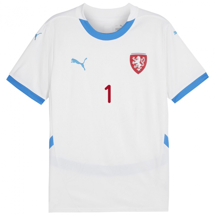 Børn Tjekkiet Radek Vitek #1 Hvid Udebane Spillertrøjer 24-26 Trøje T-Shirt