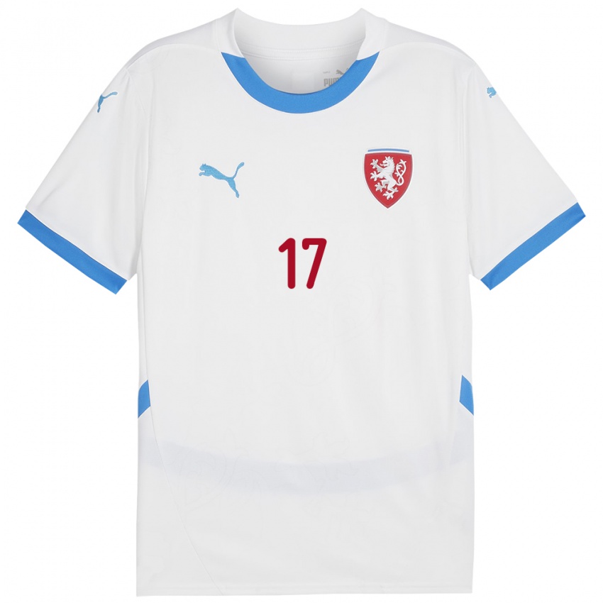 Børn Tjekkiet Tereza Szewieczková #17 Hvid Udebane Spillertrøjer 24-26 Trøje T-Shirt