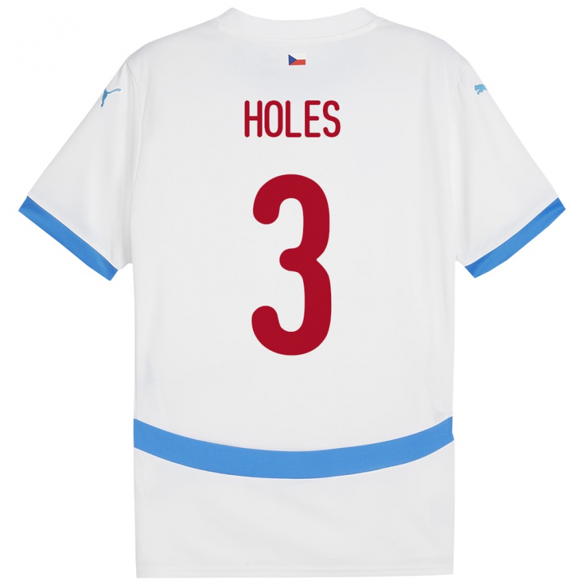 Børn Tjekkiet Tomas Holes #3 Hvid Udebane Spillertrøjer 24-26 Trøje T-Shirt