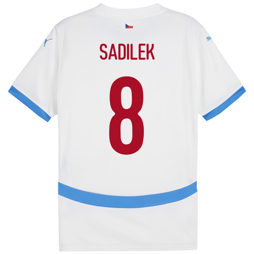 Børn Tjekkiet Michal Sadílek #8 Hvid Udebane Spillertrøjer 24-26 Trøje T-Shirt