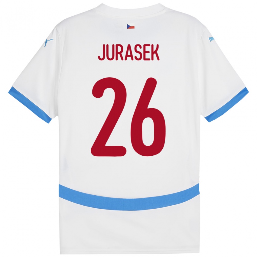 Børn Tjekkiet Matej Jurasek #26 Hvid Udebane Spillertrøjer 24-26 Trøje T-Shirt