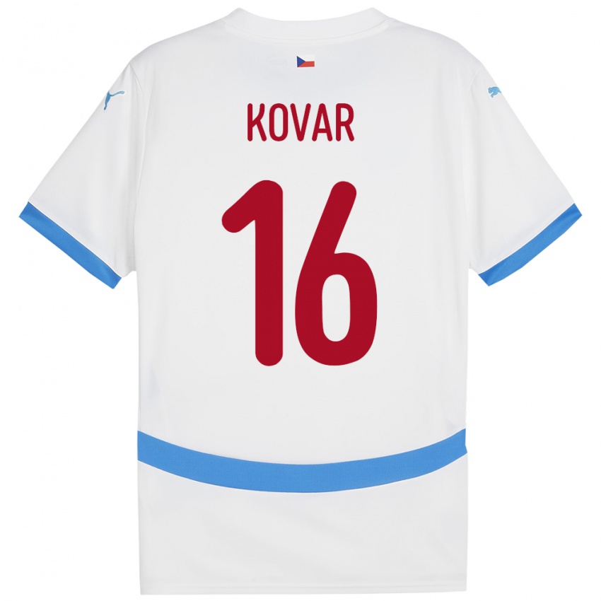 Børn Tjekkiet Matej Kovar #16 Hvid Udebane Spillertrøjer 24-26 Trøje T-Shirt