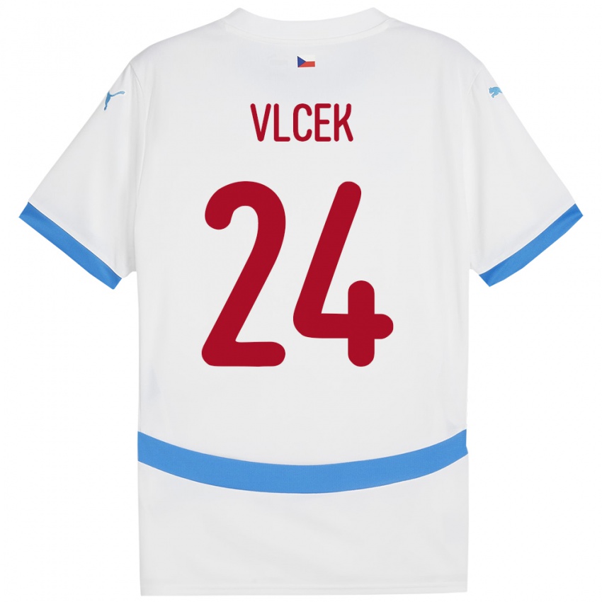 Børn Tjekkiet Tomas Vlcek #24 Hvid Udebane Spillertrøjer 24-26 Trøje T-Shirt