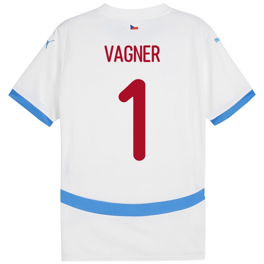 Børn Tjekkiet Matyas Vagner #1 Hvid Udebane Spillertrøjer 24-26 Trøje T-Shirt