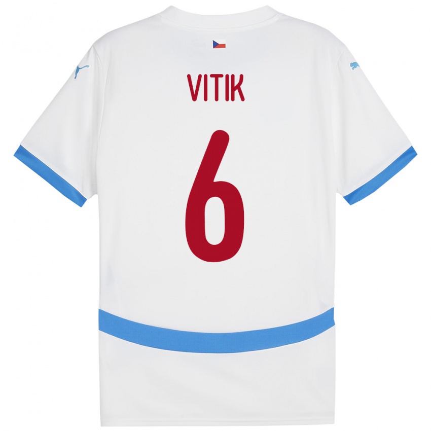 Børn Tjekkiet Martin Vitík #6 Hvid Udebane Spillertrøjer 24-26 Trøje T-Shirt