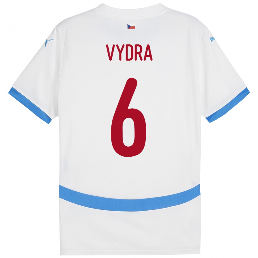 Børn Tjekkiet Patrik Vydra #6 Hvid Udebane Spillertrøjer 24-26 Trøje T-Shirt