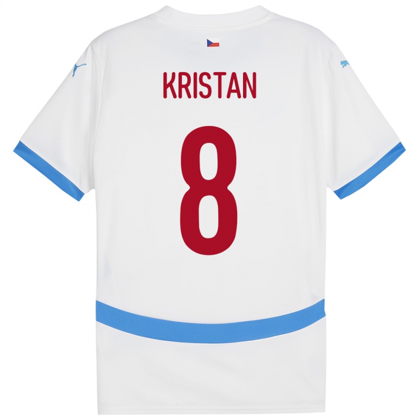 Børn Tjekkiet Jakub Kristan #8 Hvid Udebane Spillertrøjer 24-26 Trøje T-Shirt