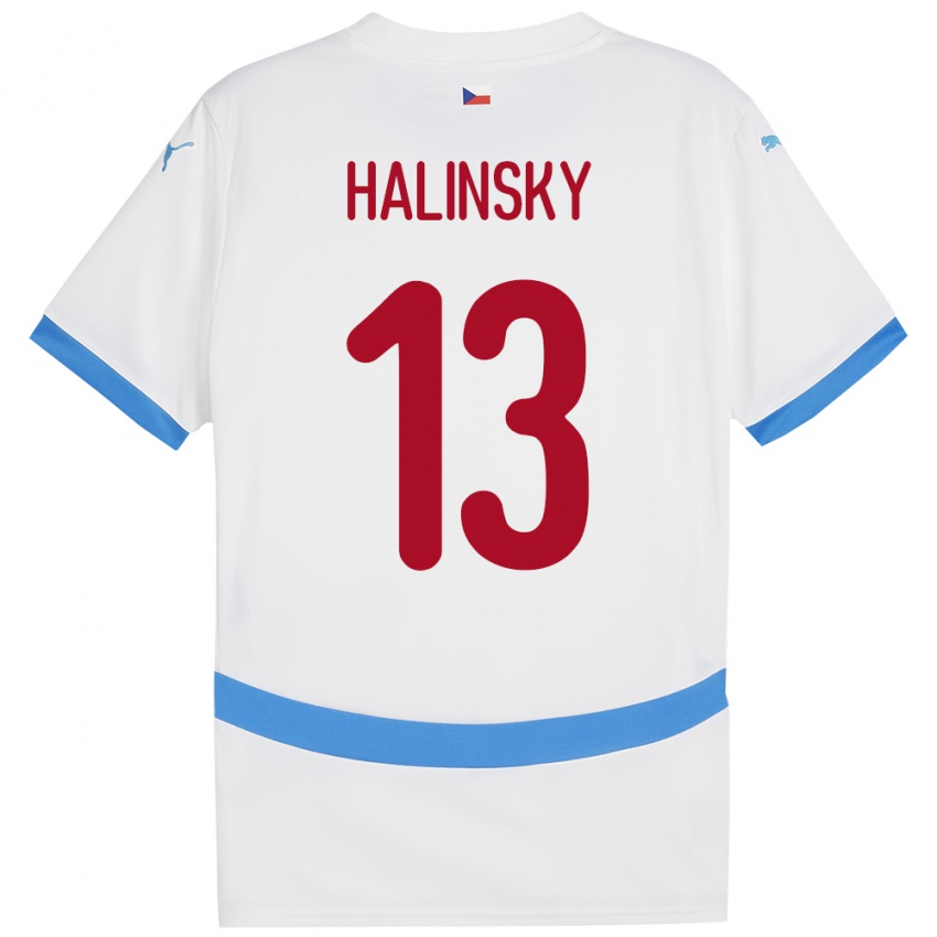 Børn Tjekkiet Denis Halinsky #13 Hvid Udebane Spillertrøjer 24-26 Trøje T-Shirt