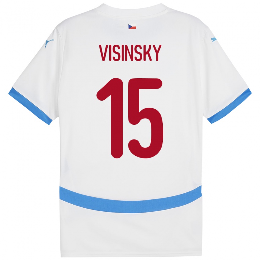 Børn Tjekkiet Denis Visinsky #15 Hvid Udebane Spillertrøjer 24-26 Trøje T-Shirt