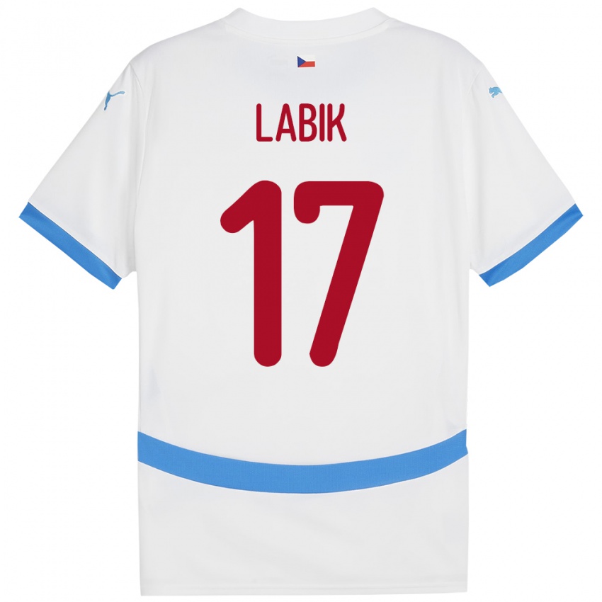 Børn Tjekkiet Albert Labik #17 Hvid Udebane Spillertrøjer 24-26 Trøje T-Shirt