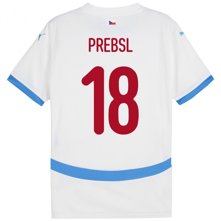 Børn Tjekkiet Filip Prebsl #18 Hvid Udebane Spillertrøjer 24-26 Trøje T-Shirt