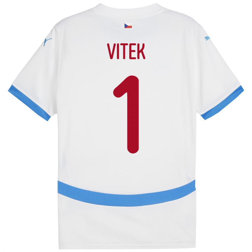 Børn Tjekkiet Radek Vitek #1 Hvid Udebane Spillertrøjer 24-26 Trøje T-Shirt