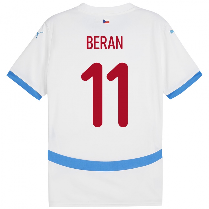 Børn Tjekkiet Stepan Beran #11 Hvid Udebane Spillertrøjer 24-26 Trøje T-Shirt