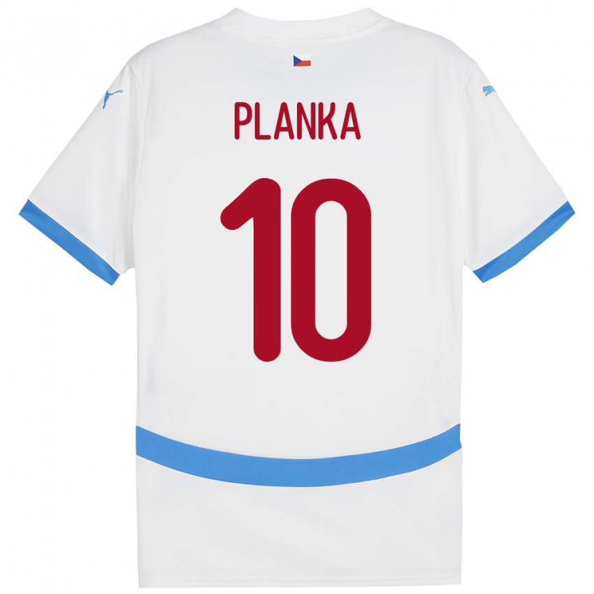 Børn Tjekkiet David Planka #10 Hvid Udebane Spillertrøjer 24-26 Trøje T-Shirt