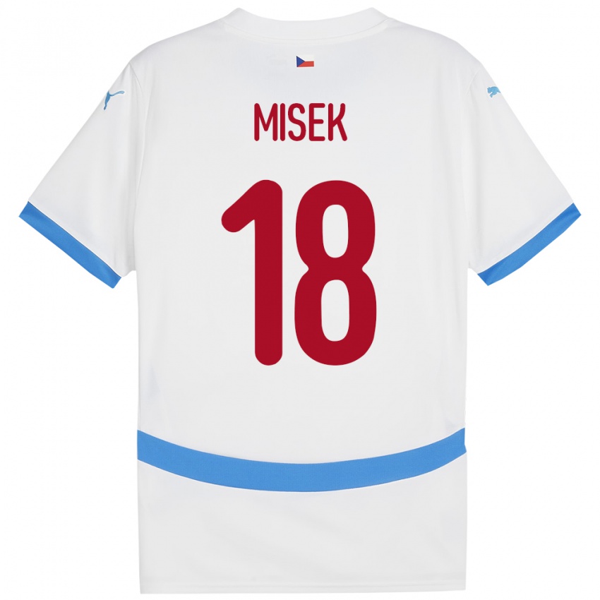 Børn Tjekkiet Stepan Misek #18 Hvid Udebane Spillertrøjer 24-26 Trøje T-Shirt