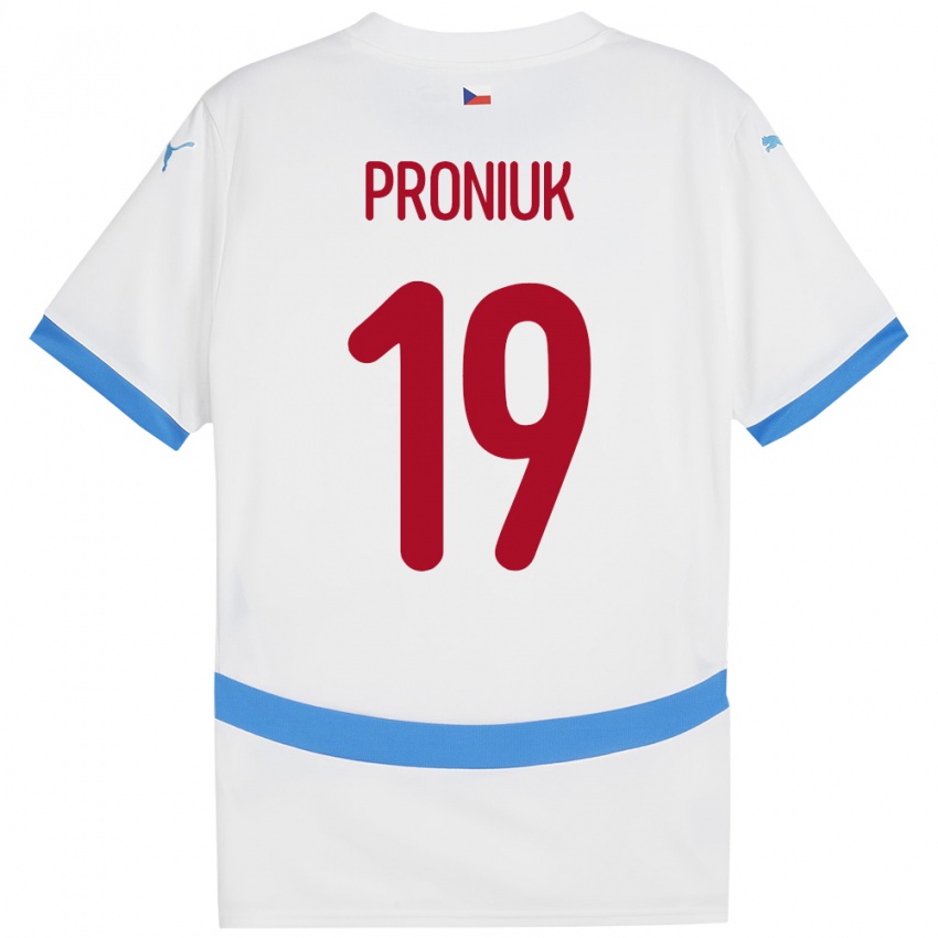 Børn Tjekkiet Adam Proniuk #19 Hvid Udebane Spillertrøjer 24-26 Trøje T-Shirt