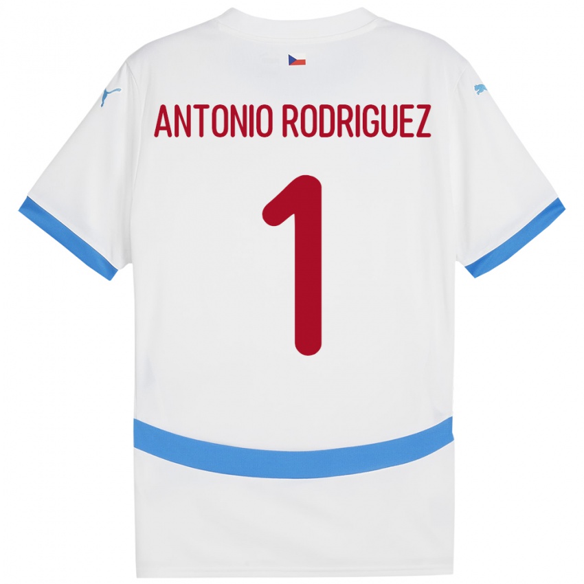 Børn Tjekkiet Pedro Antonio Rodriguez #1 Hvid Udebane Spillertrøjer 24-26 Trøje T-Shirt