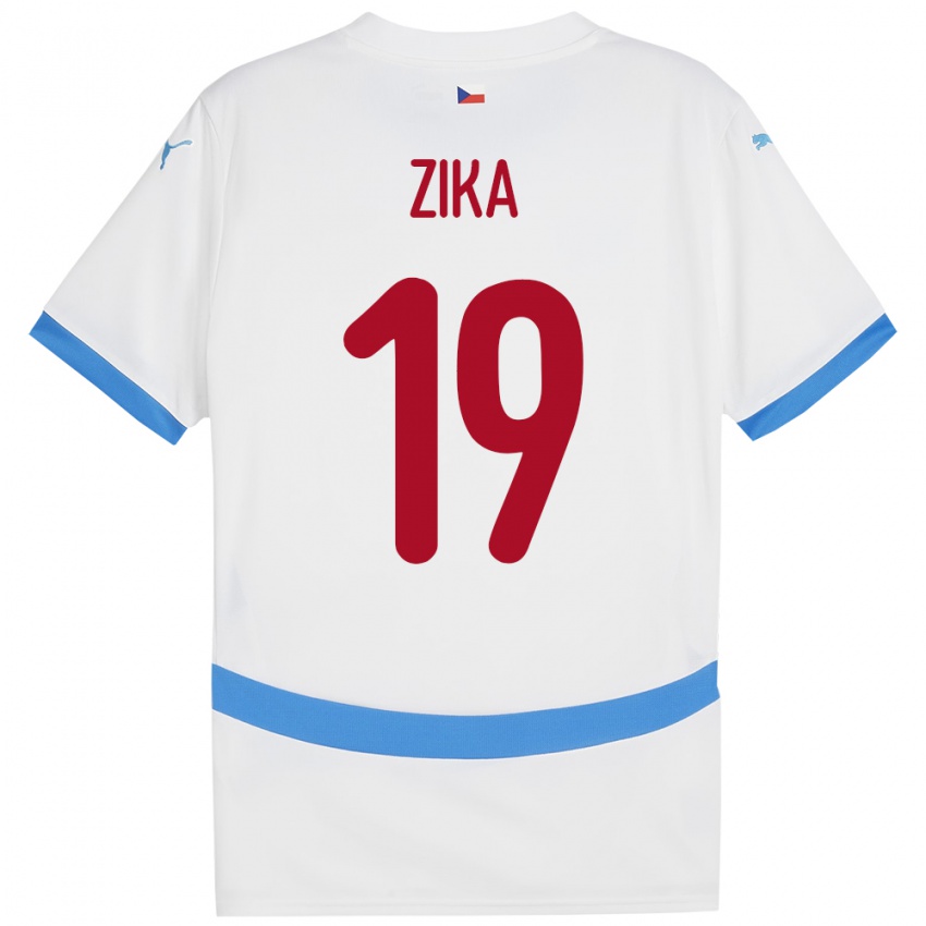 Børn Tjekkiet Petr Zika #19 Hvid Udebane Spillertrøjer 24-26 Trøje T-Shirt