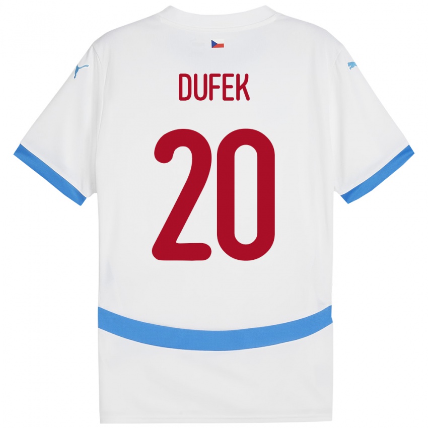 Børn Tjekkiet Jakub Dufek #20 Hvid Udebane Spillertrøjer 24-26 Trøje T-Shirt