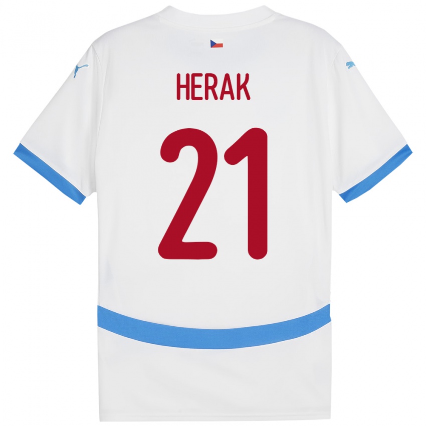 Børn Tjekkiet Frantisek Herak #21 Hvid Udebane Spillertrøjer 24-26 Trøje T-Shirt