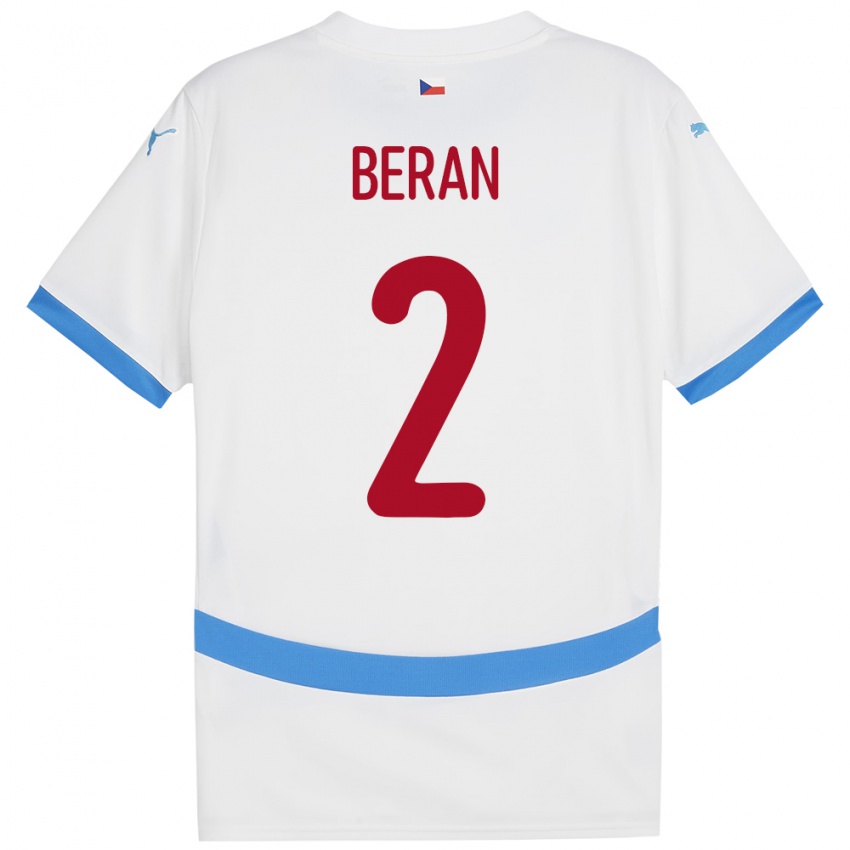 Børn Tjekkiet Stepan Beran #2 Hvid Udebane Spillertrøjer 24-26 Trøje T-Shirt