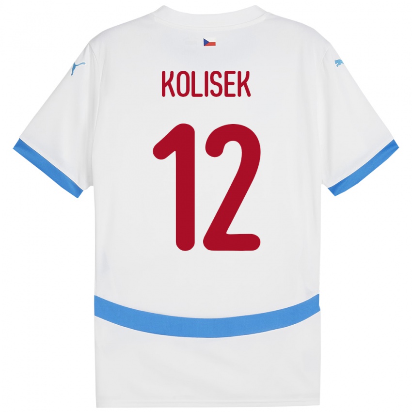 Børn Tjekkiet Jakub Kolisek #12 Hvid Udebane Spillertrøjer 24-26 Trøje T-Shirt