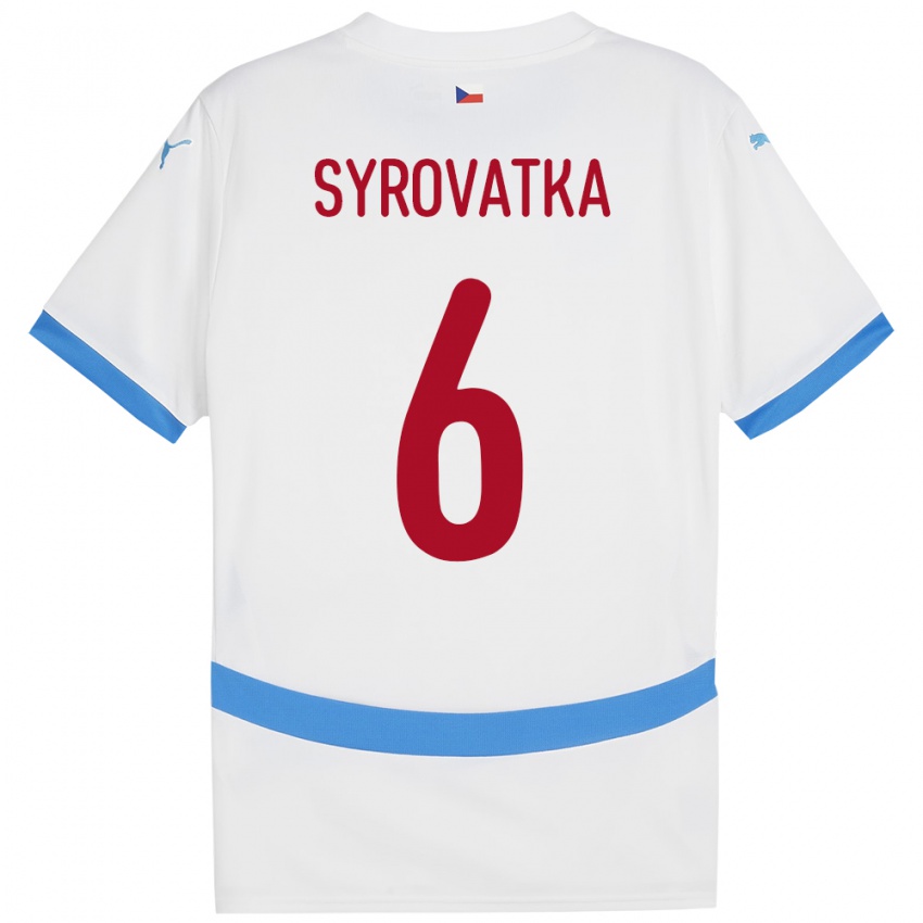 Børn Tjekkiet Matyas Syrovatka #6 Hvid Udebane Spillertrøjer 24-26 Trøje T-Shirt